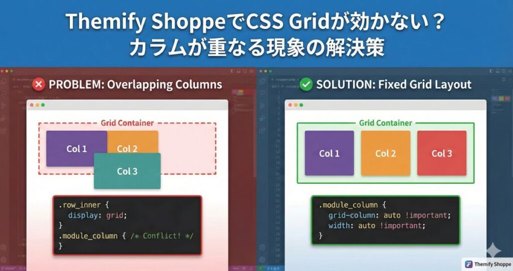 Themify ShoppeでCSS Gridが効かない？カラムが重なる現象の解決策
