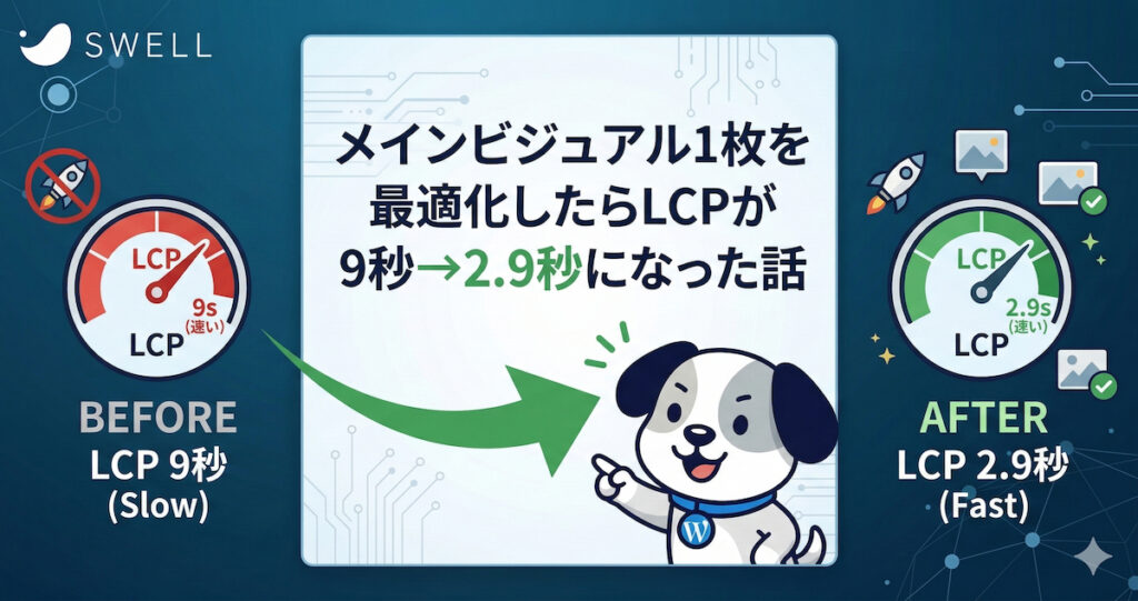 WordPressサイトのLCPをメインビジュアル最適化で改善した結果を示すまめすけ